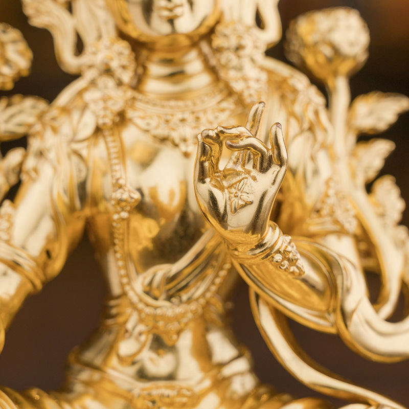 盛凡铜鎏金佛像绿度母贴金小型佛家用供奉摆件批发西藏密宗佛