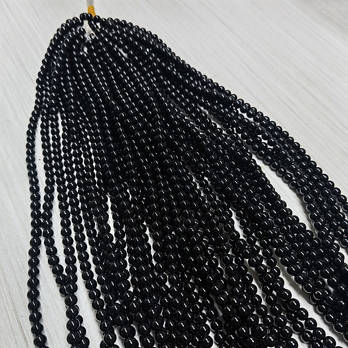 巴西天然黑玛瑙圆珠隔珠手链耳环发簪手工diy配件直孔(多尺寸)