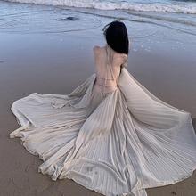 超仙海边度假连衣裙露背长裙高级氛围拍照女神穿搭性感仙气套装裙