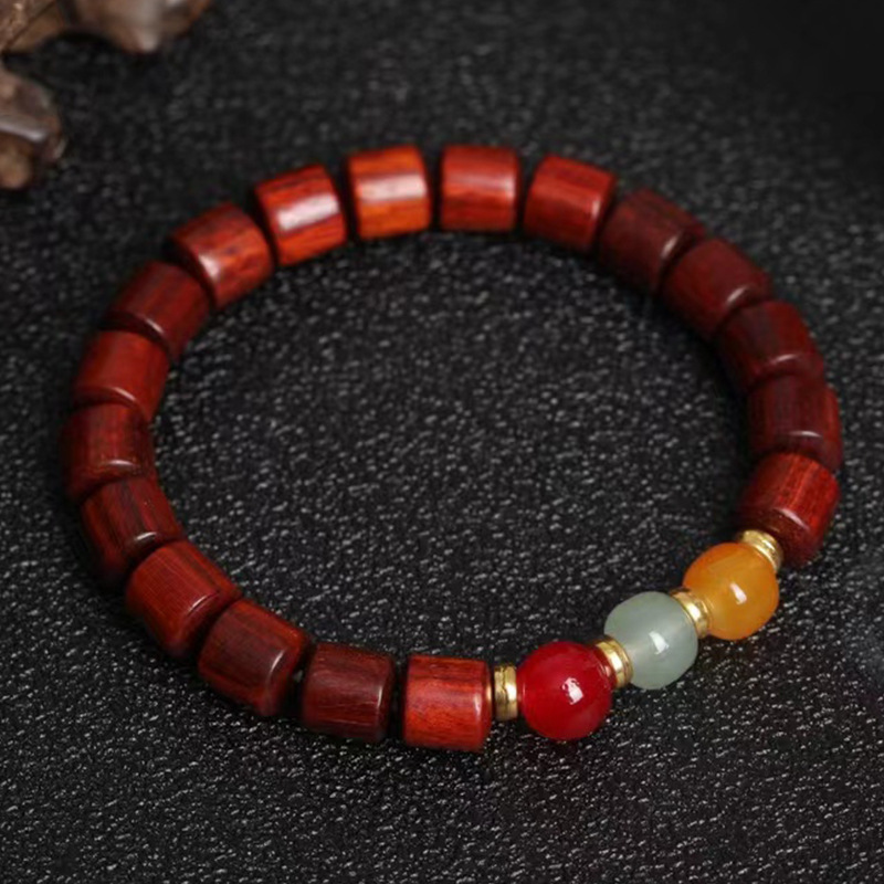 小叶紫檀佛珠念珠檀香木质情侣手链文玩学生手串木民族风红木佛珠