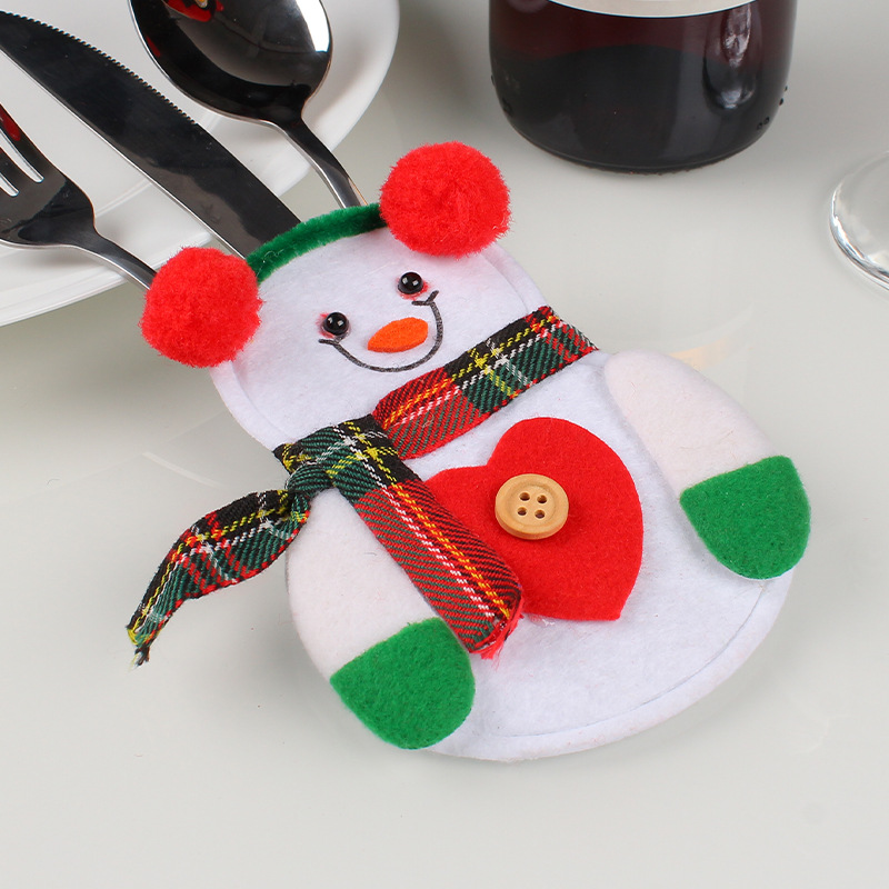 Christmas Dining-Table Decoration Santa Claus Knife and Fork Set Home Tableware Non-Woven Fabric Christmas Snowman Knife