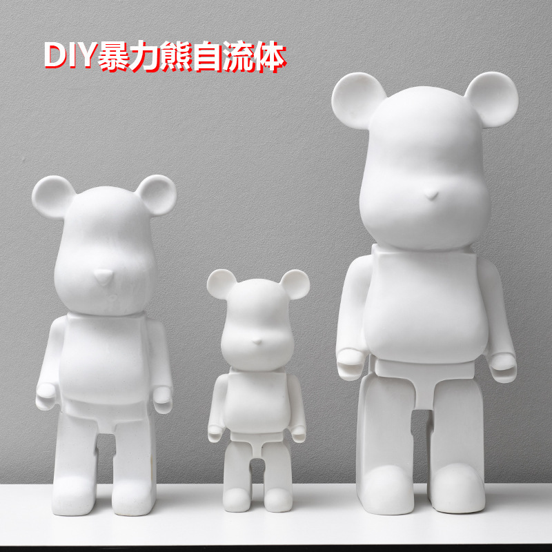 Trendy Violent Bear Doll Creative Decoration Resin Crafts Diy Fluid Bearbrick White Body Coin Bank Wholesale