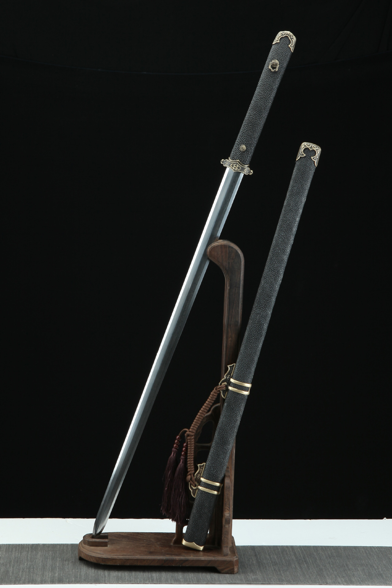 龙泉市刀剑真鱼皮一体唐剑素装防身八面清剑工艺品宝剑兵器未开刃