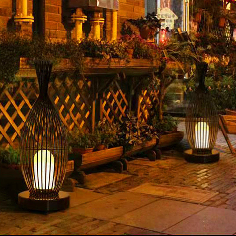 led铁艺灯草坪灯花园别墅庭院户外园林布置景观灯南瓜笼落地灯