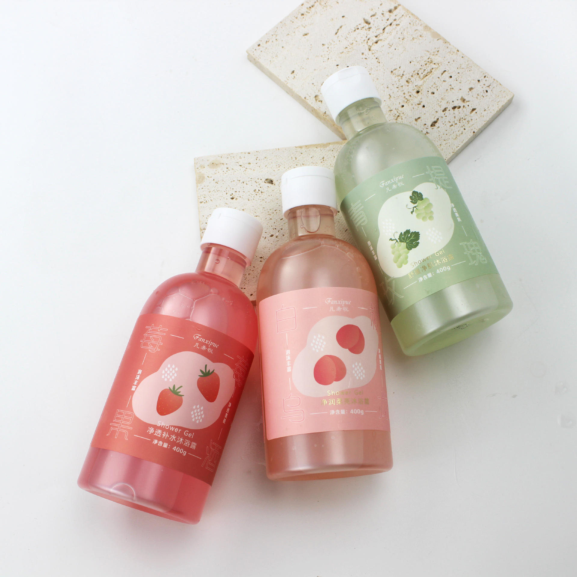 凡希悦水蜜桃青提白桃乌龙香水磨砂水果沐浴露草莓桃子保湿400ml