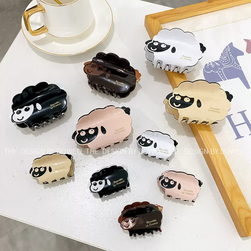 朵薇饰品羊了个羊醋酸板材发夹可爱绵羊发夹后脑勺盘发鲨鱼夹头饰