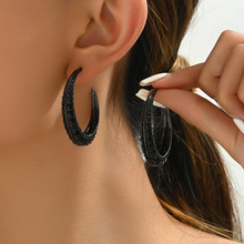 韩版韩式小清新几何女士耳环个性镶钻小众设计耳钉百搭高级感耳饰