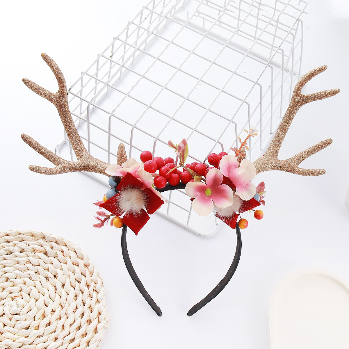 超大鹿角头饰发箍仙女森系超仙发卡发饰可爱仙美写真万圣圣诞头箍