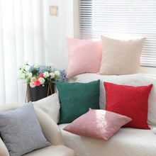 现代简约方形提花立体玫瑰花纹抱枕 ins风客厅沙发靠枕睡觉抱枕套