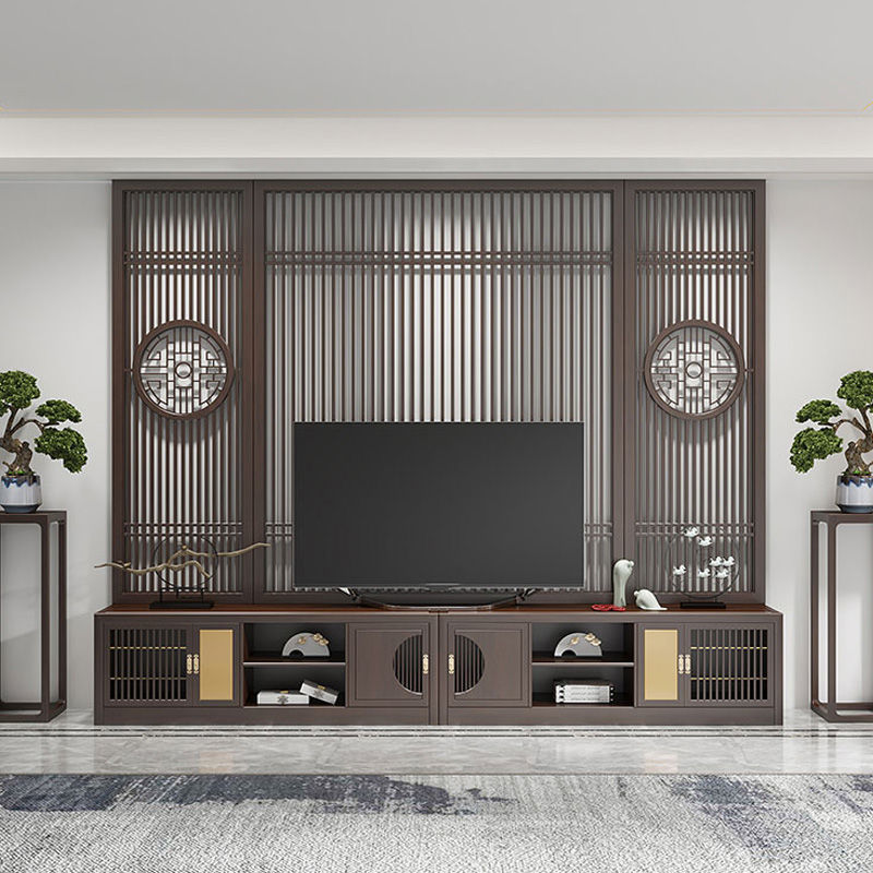 实木电视柜组合墙新中式客厅简约多功能储物背景现代简约组装影视