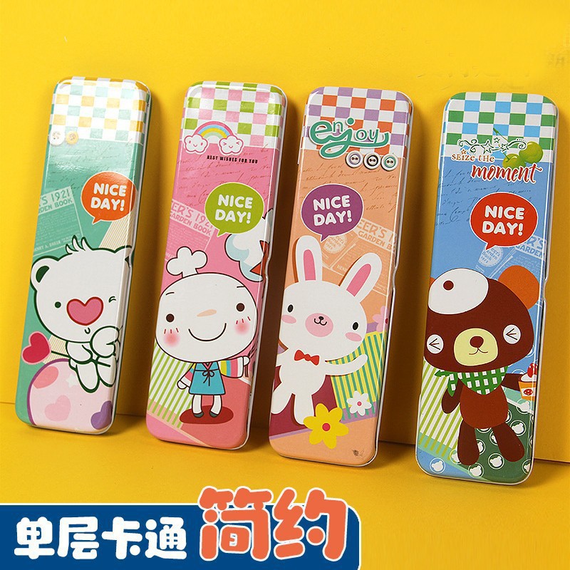 单层文具盒便宜迷你幼儿园铁小文具盒批发儿童铅笔盒学生奖励奖品