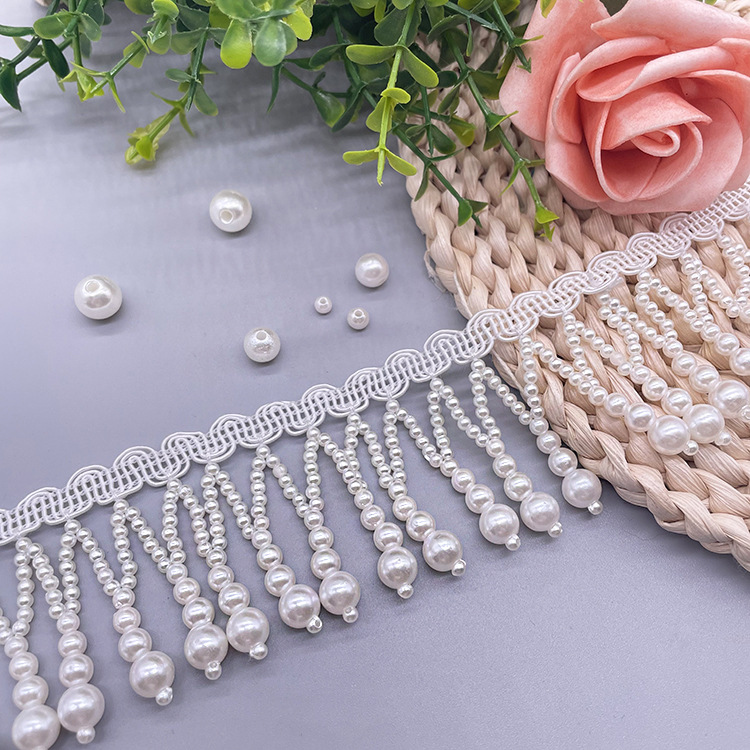 beading lace diy jewelry decoration pearl tassel hanfu tassel accessories pearl lace.