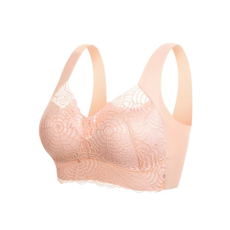 Cross-Border Best-Seller on Douyin Wireless Bra Traceless plus Size Women's Underwear Lace Beauty Back Heat Shaped Bra Thin