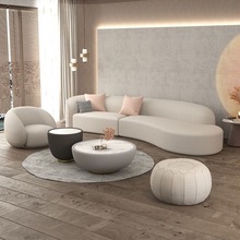 轻奢布艺沙发客厅现代简约小户型网红款弧形沙发科技布接待服装店