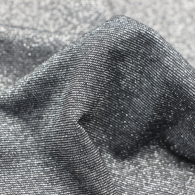 银丝汗布t恤服装面料人棉粘胶弹力拉架氨纶银丝银葱单面布汗布料