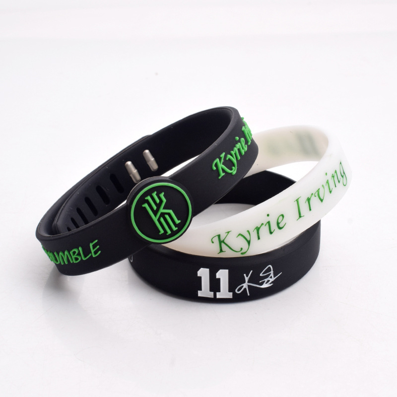 nba球星11号欧文签名夜光白手环圈3条装黑色可调节硅胶腕带三件套
