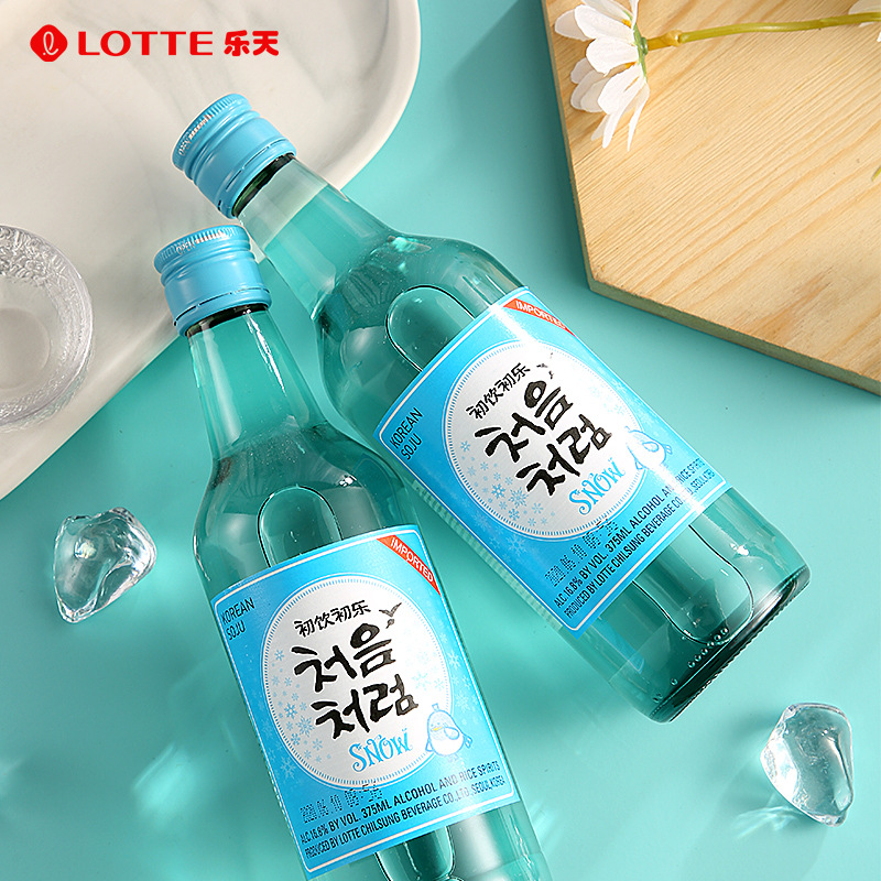 韩国原装进口初饮初乐经典雪花烧酒清酒果味酒375ml*6瓶装洋酒