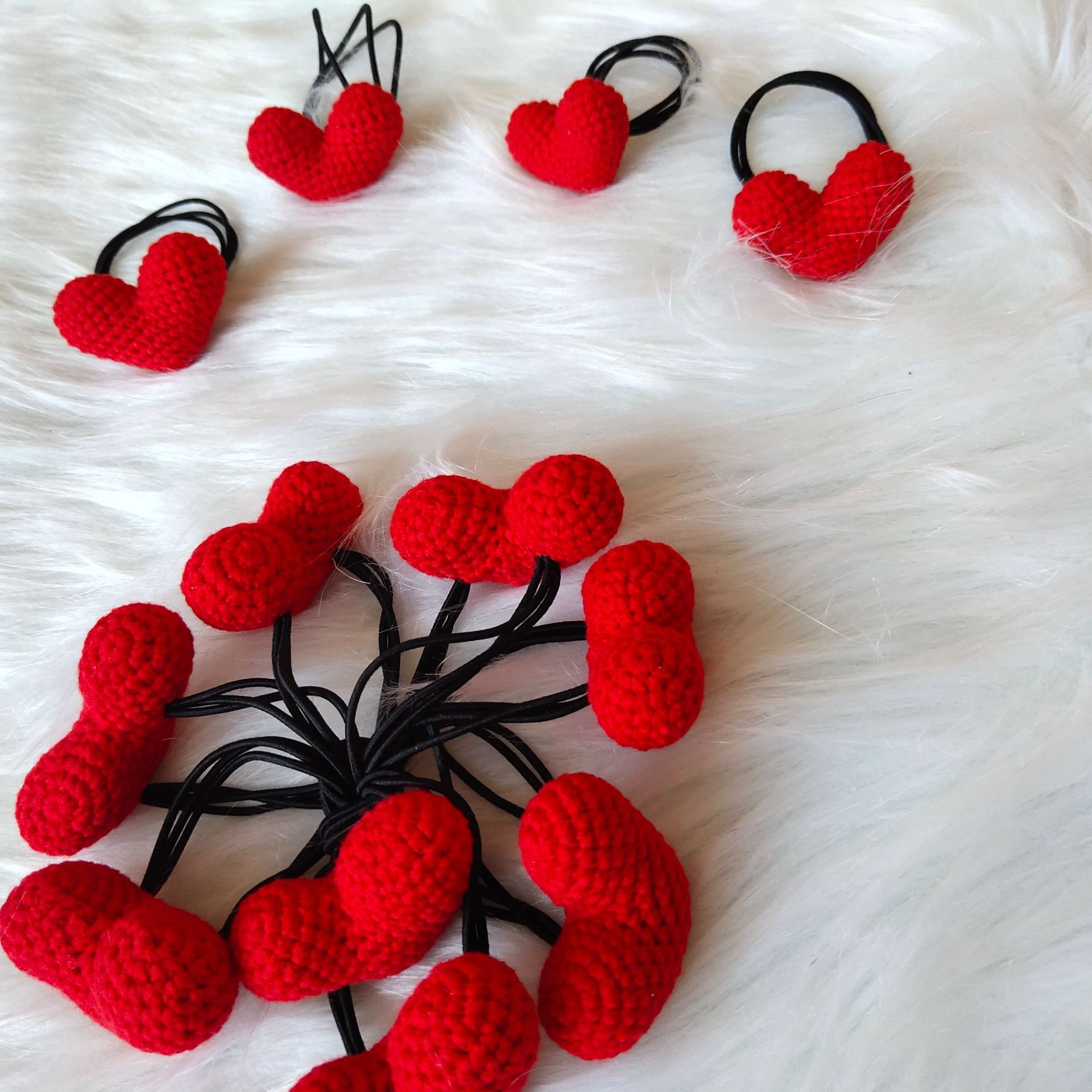 宁宁手工毛线针织钩织编织纯手工创意私人爱心发圈发绳可爱