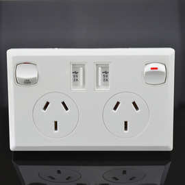 澳规usb插座带开关澳式墙壁电源插座澳式10a双联三孔插座两位三插