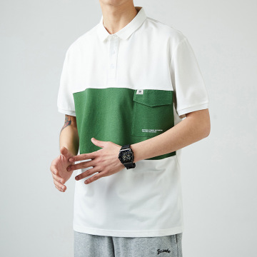 夏季新款短袖polo衫男士撞色拼接翻领短袖t恤男青年休闲个性男鲜