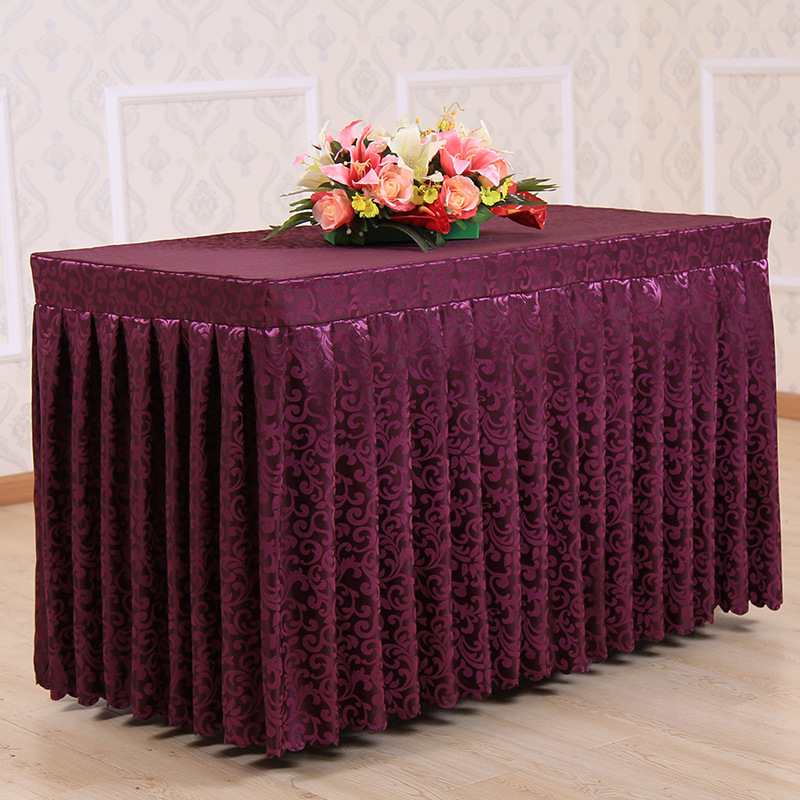 酒店桌布会议婚庆宴会签到台自助餐加厚提花桌裙台裙桌罩台套