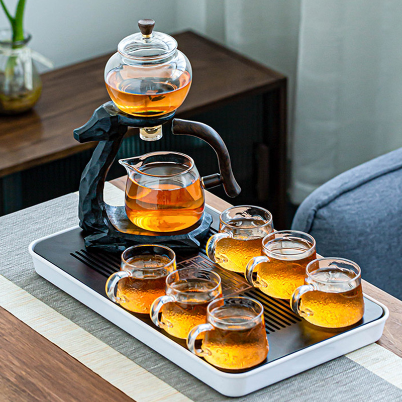 玻璃懒人半自动茶具家用功夫茶杯套装感应泡茶壶创意客厅泡茶神器