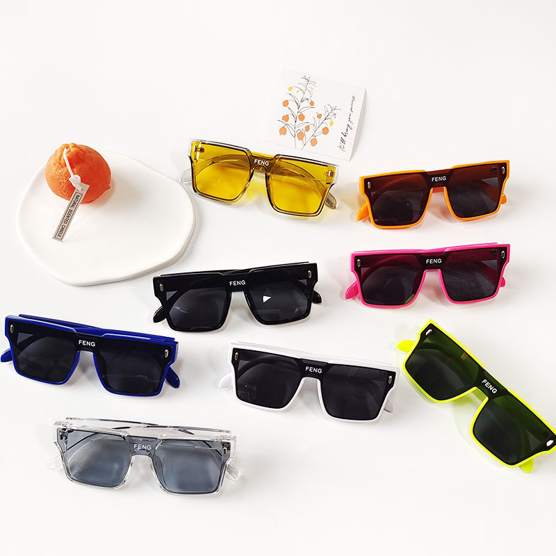 Kids Sunglasses Trendy Boys and Girls Fashion Street Shooting One-Piece Large Frame Glasses Baby Hd Uv-Proof Sunglasses