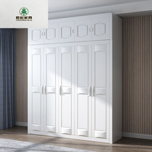 现代简约中式主卧室全实木大衣柜白色加顶转角组合3456对开门衣橱