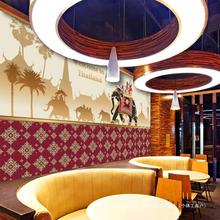 泰式异域奶茶店餐厅泰国壁纸壁画墙风情直播东南亚风格装饰