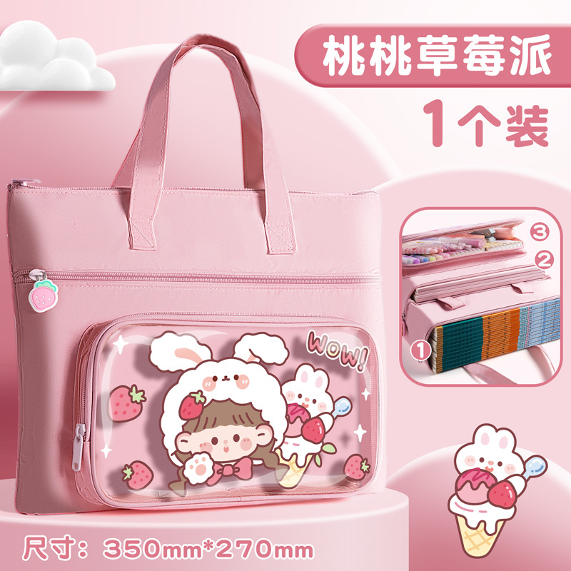 Elementary School Tuition Bag A4 Children's Portable Book Bag Girls Boys Tutorial Class Special Bag Canvas Extra-Class