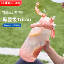 道奇大容量磨砂塑料杯带吸管女生便携运动水壶学生户外随手太空杯