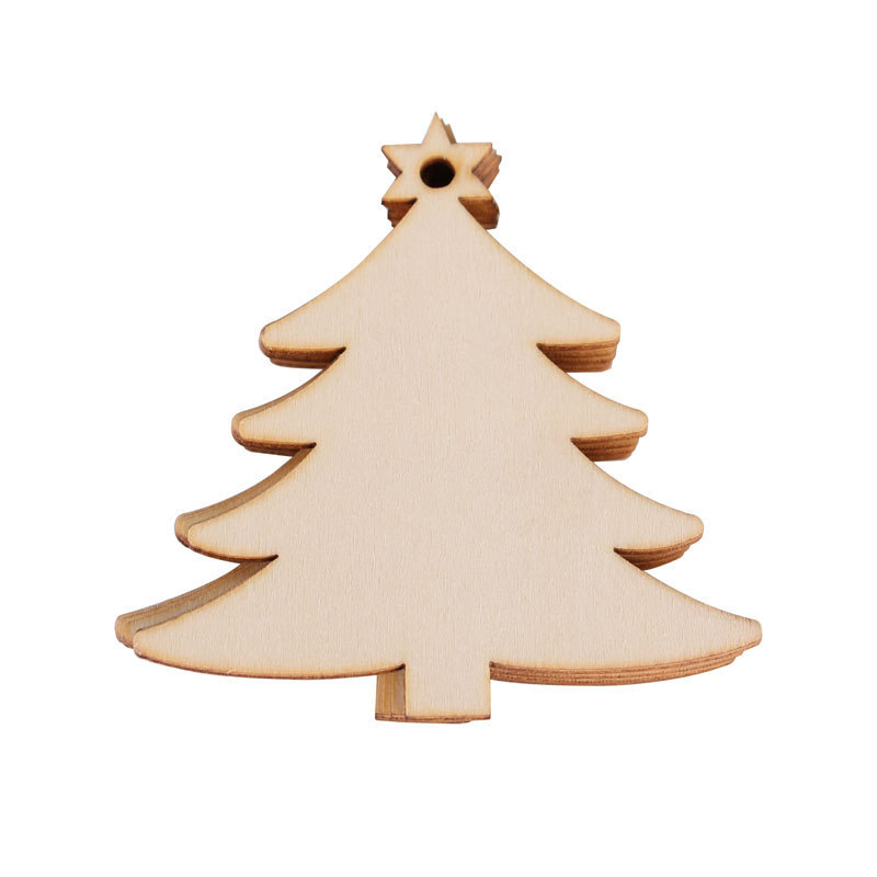 Crafts Creative Wooden Christmas Tree Pendant Ornament Gift Accessories Christmas Pendant Fixed Carving Cutting Wood Piece