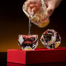 家用一两金箔白酒杯套装创意水晶玻璃50ml烈酒杯一口小酒盅分远三