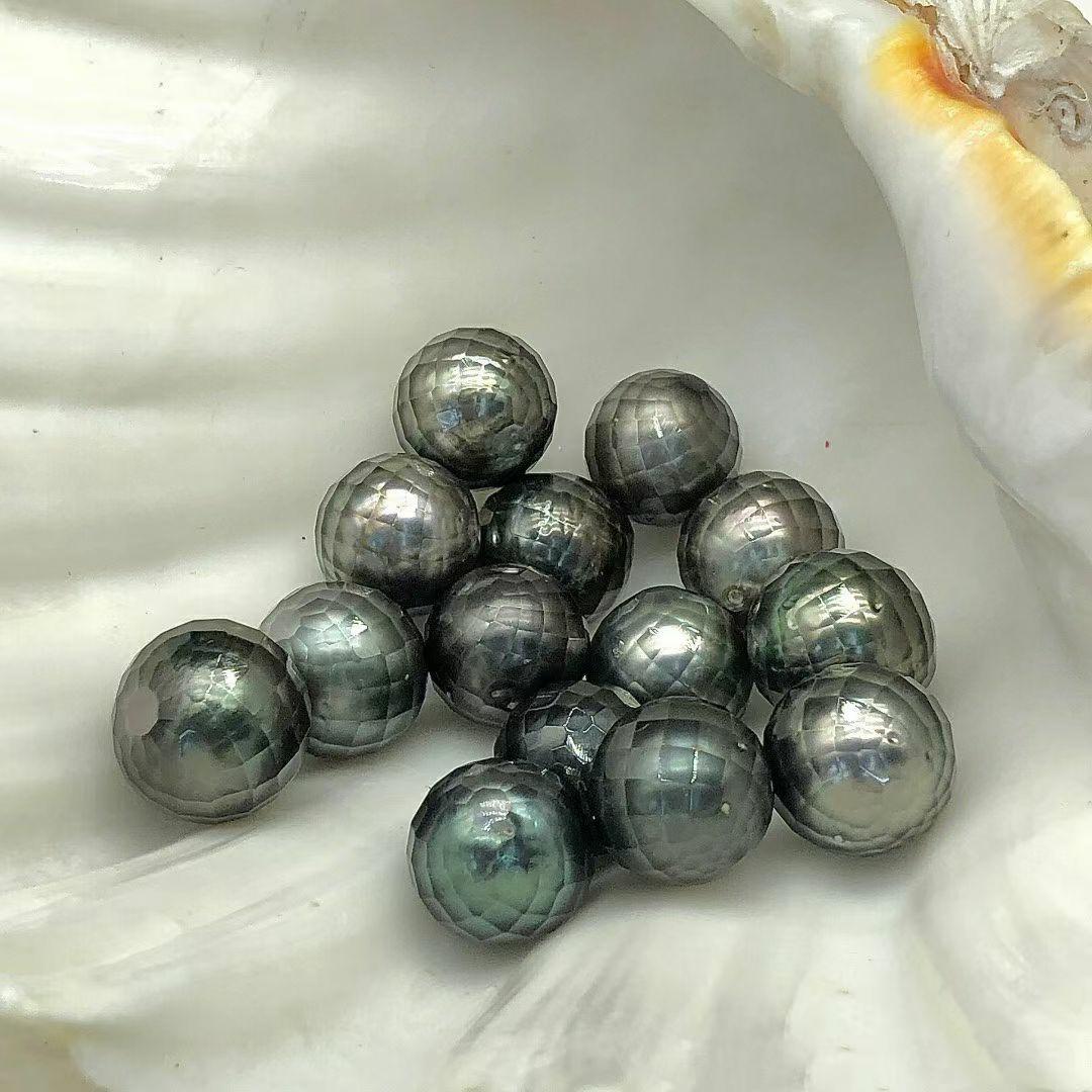 大溪地切面海水珍珠 13-14mm大溪地海水珍珠雕刻切面华彩珍珠裸珠
