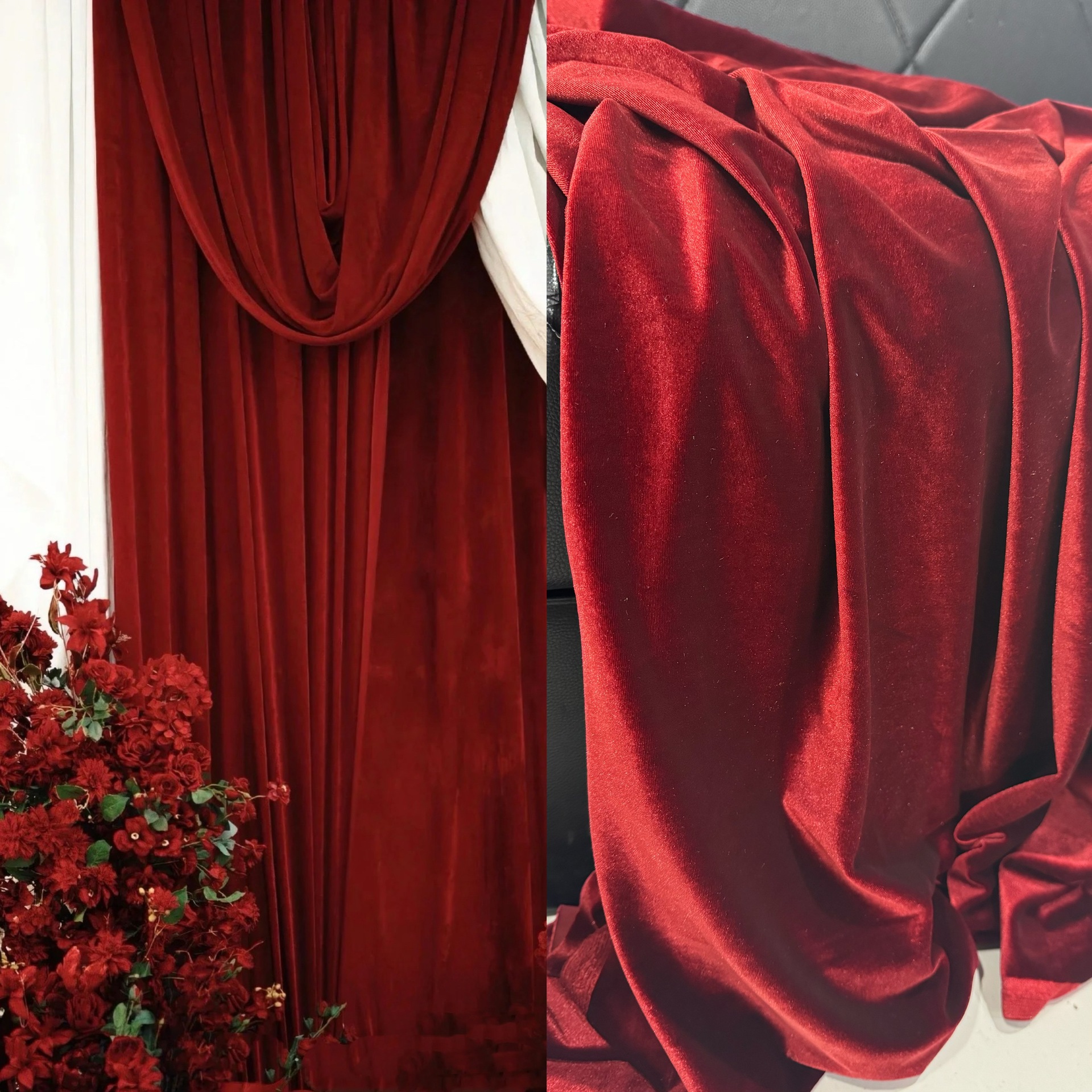 安可拉酒红绒布丝绒婚庆背景布幔桌布场景布置丝绒