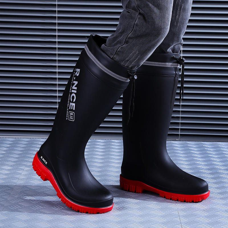 2023 Cross-Border New Arrival Men's Fashion Stocking Rain Boots Thickened Outdoor Fishing Long Tube Non-Slip Waterproof Shoes Men