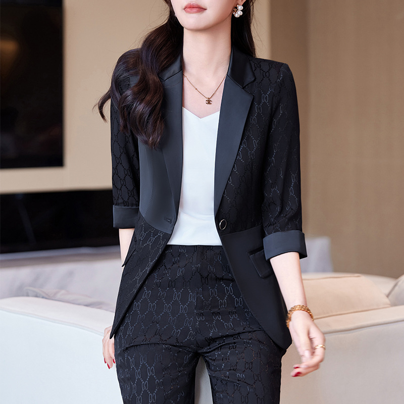 大气时尚职业装批发yr6816粉色西装套装女2024春女装厂家天猫货源