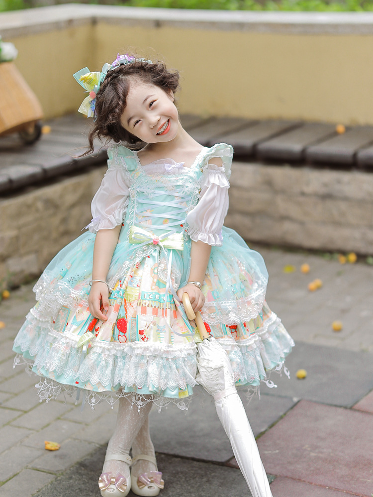 原创 夏日甜点lolita 女童吊带儿童萝莉塔公主洋装洛丽塔连衣裙子