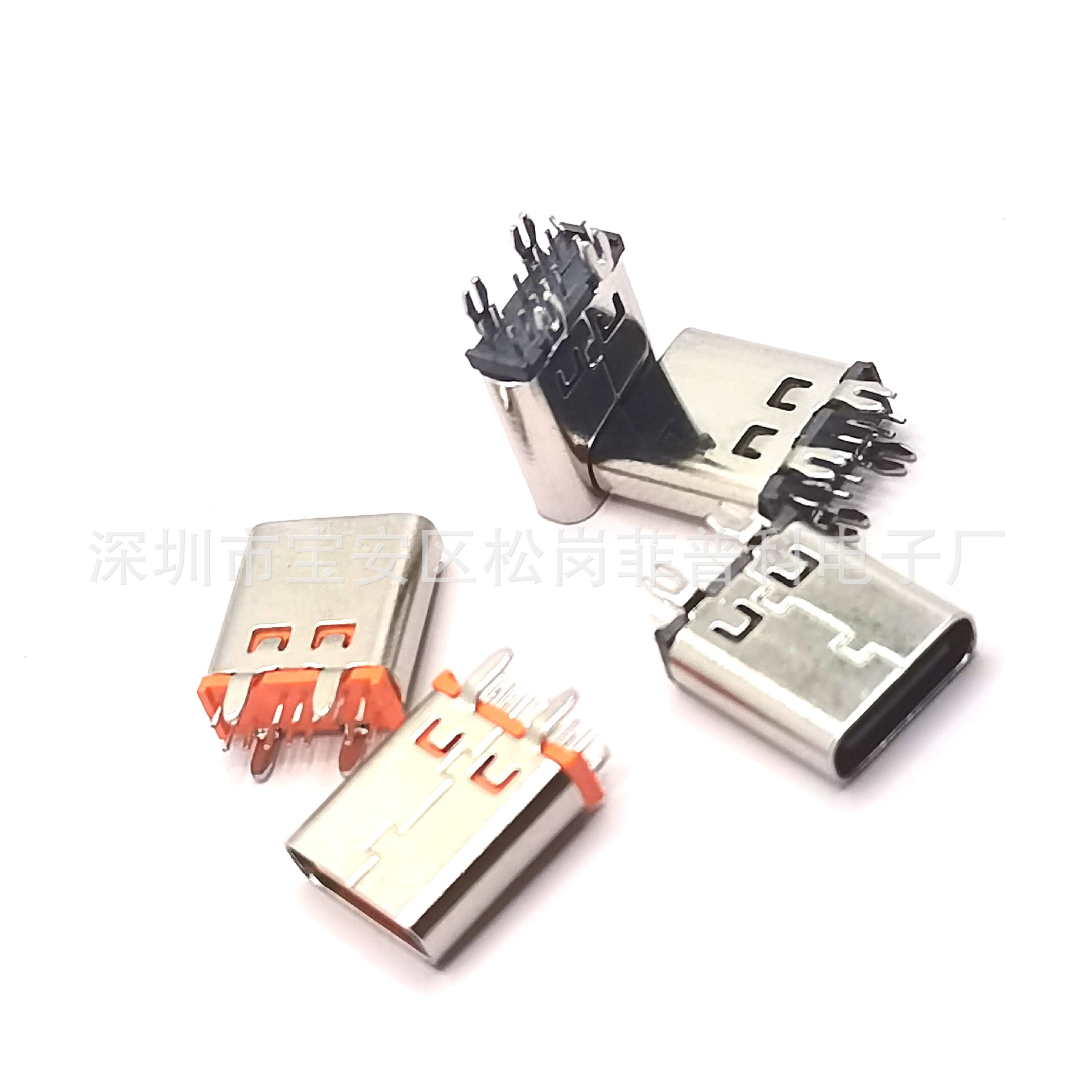 3.1TYPE-C 14P母座 180度立式插板DIP 短体10.0/10.5MM 鱼叉脚