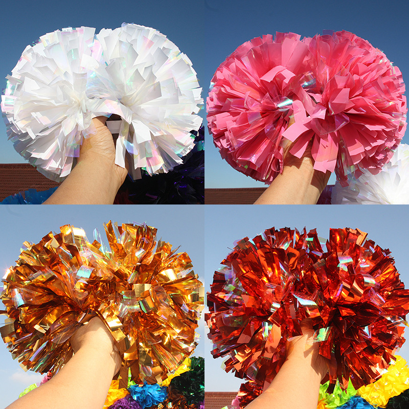 七彩啦啦花球舞蹈比赛啦啦队彩球表演拉拉队手拿花道具啦啦操花球