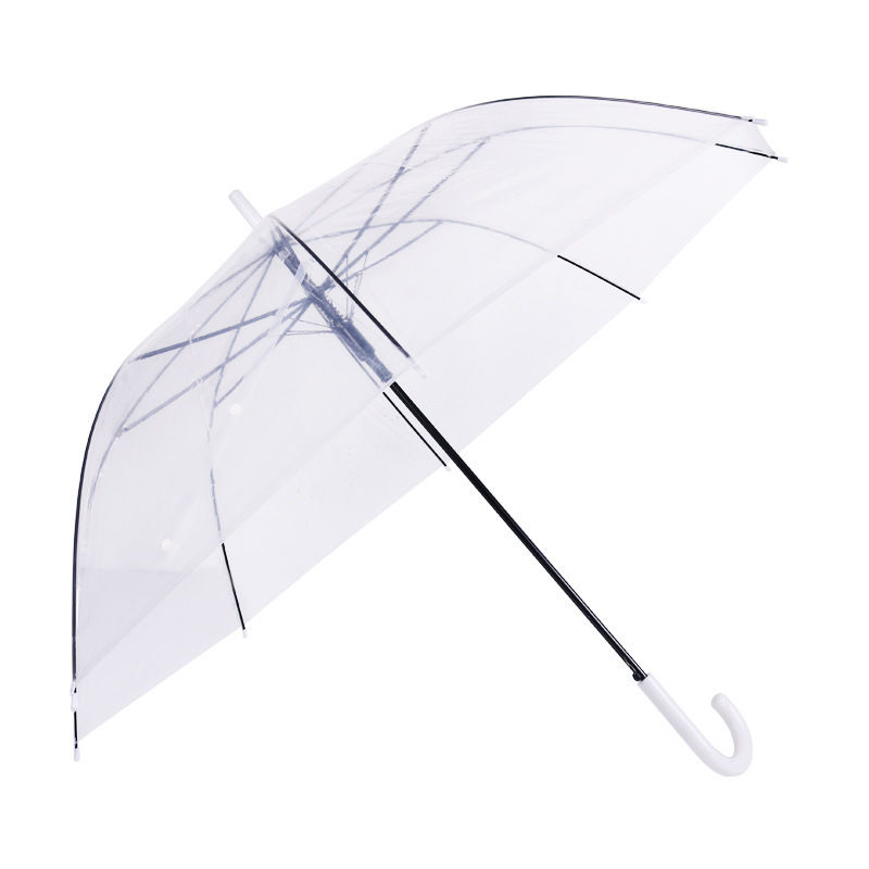 Plastic Transparent Umbrella Wholesale 8-Bone Automatic Straight Handle Long Handle Transparent Sun Umbrella Oversized Customizable Logo