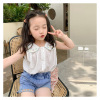 2022 children Lapel Embroidery Baby unlined upper garment Korean Edition Children's clothing Female baby summer cool and refreshing Sleeveless