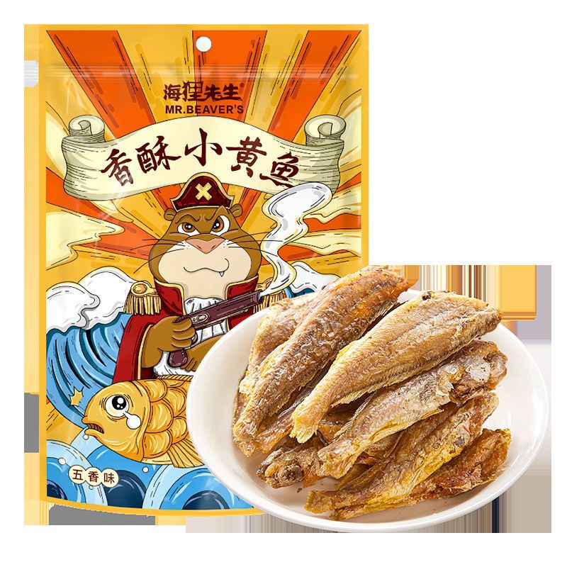 海狸先生香酥小黄鱼60g*1袋海鲜零食开袋即食休闲食品酥脆小鱼干