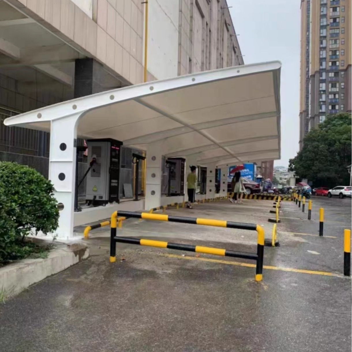 厂家户外膜结构新能源汽车停车棚小区服务区景区电动汽车充电桩棚