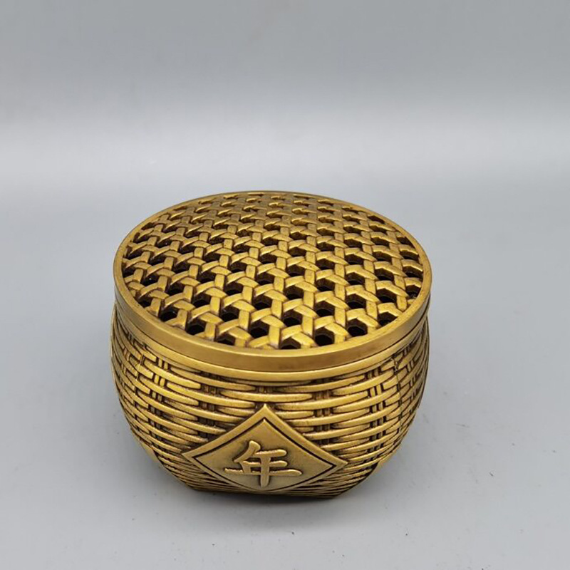 仿古黄铜年年有余薰炉家居茶道摆件古玩收藏纯铜香炉熏香炉摆设