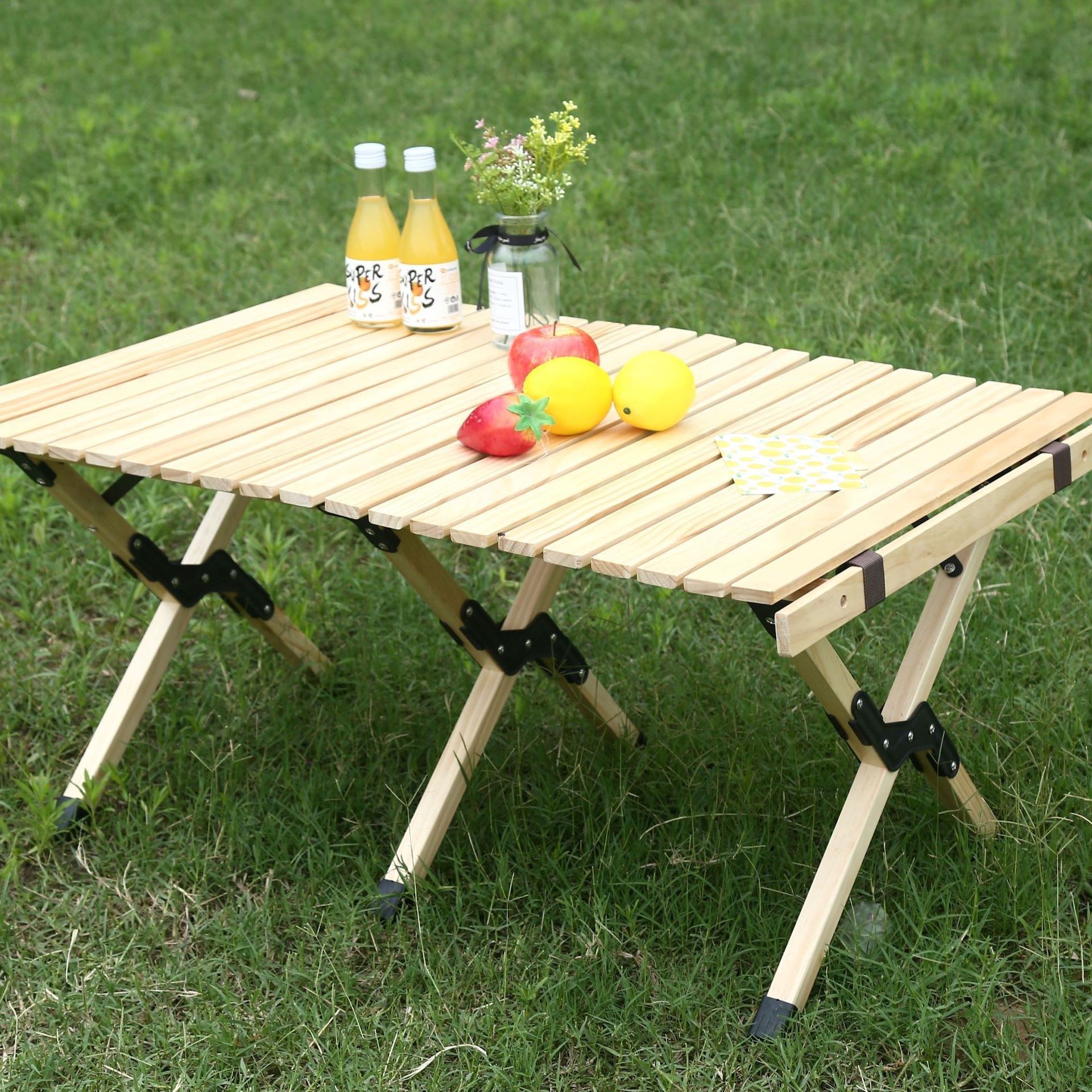 木质蛋卷桌 户外野营旅游便携带折叠桌 野餐烧烤摆式易收纳餐桌