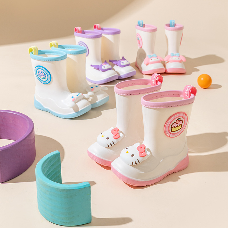 Cartoon Sanrio Genuine Children's Rain Boots Cute Clow M Rain Boots Kindergarten Girl Rain Boots Non-Slip Glue Rain Shoes