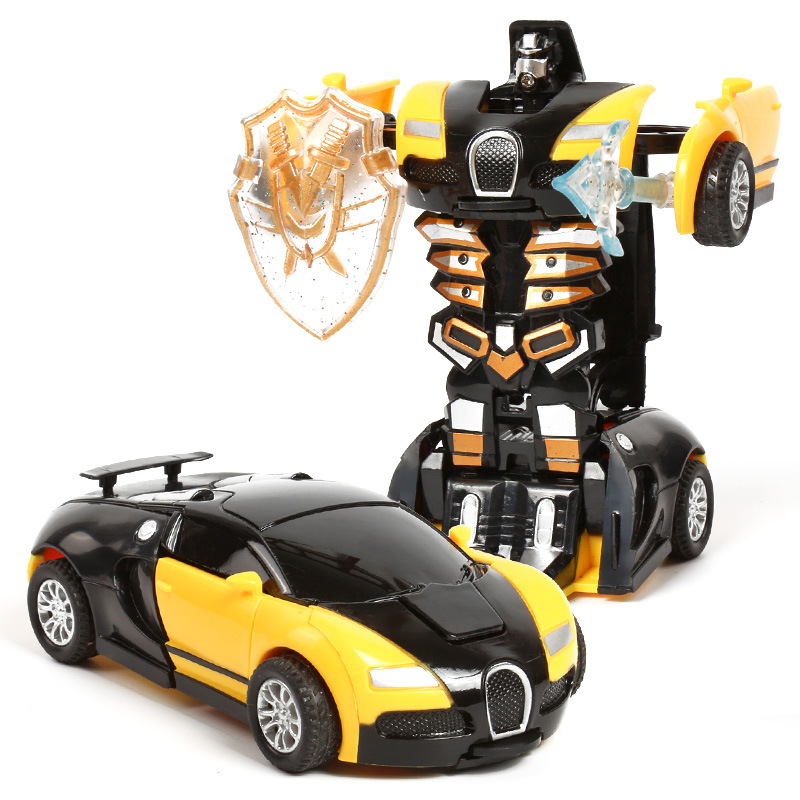 Stall Wholesale Children's Collision Inertia Transformer Impact One-Click Deformation Toy Car Children's Toy Car