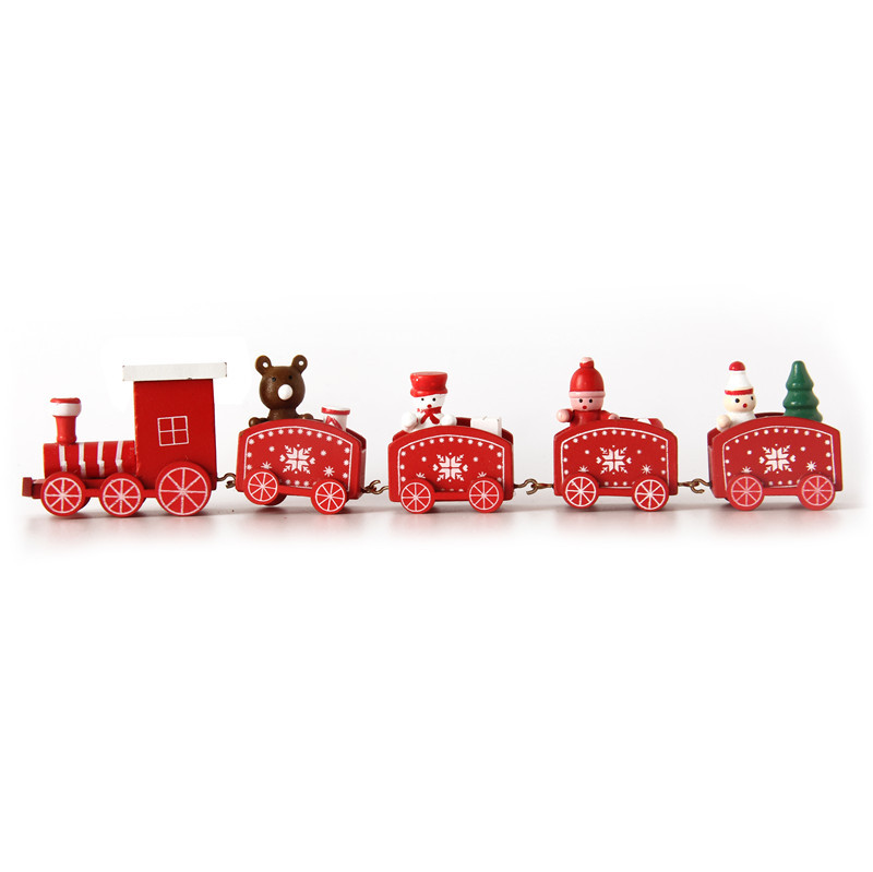 Christmas Mini Wooden Christmas Five-Day Train Desktop Decoration Solid Wood Christmas Train Decorations