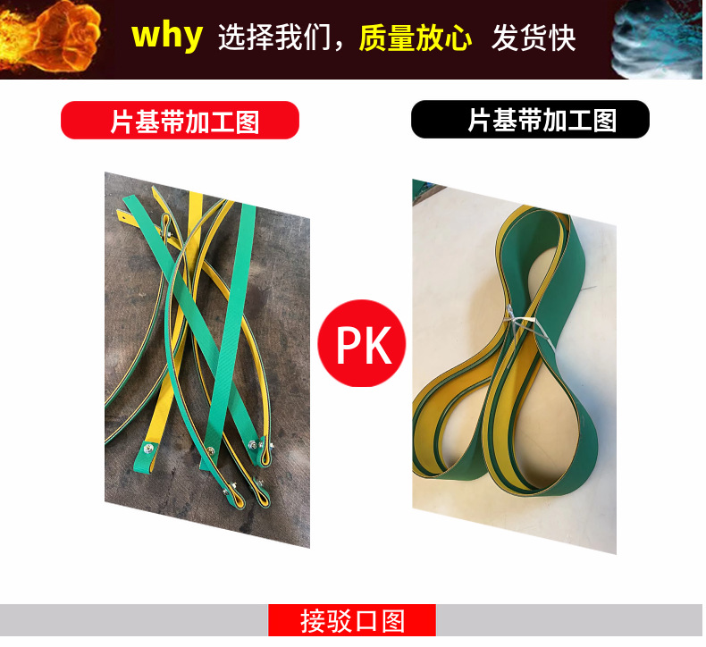 Yellow-Green Sheet-Based High-Speed Transmission Adhesive Ring-Shaped Industrial Flat Belt Guide Strip Textile Nylon Conveyor Belt